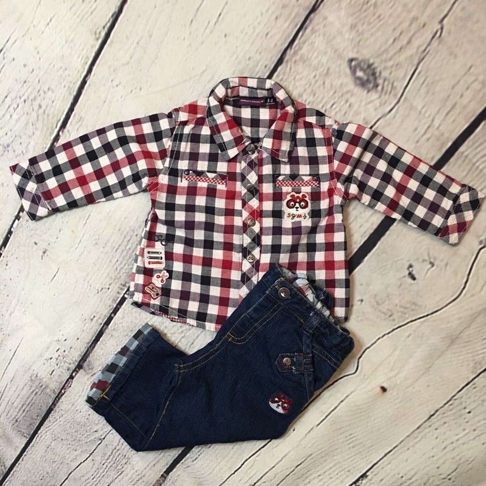 Sergent Major baby boy shirt & jeans set 6m (68cm)